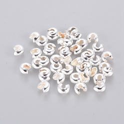 Silver Iron Crimp Beads Covers, Nickel Free, Silver Color Plated, 5mm In Diameter, Hole: 1.5~1.8mm