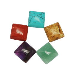 Mixed Color Gemstone Cabochons, Mixed Stone, Square, Mixed Color, 16x16x6mm