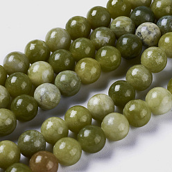 Jade Vert Naturels chinois perles de jade brins, ronde, 8mm, Trou: 1.1mm, Environ 48 pcs/chapelet, 15.4 pouce
