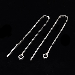 Серебро 925 Результаты шпильки стерлингового серебра, с печатью 925, нить, с коробкой цепи, серебряные, 80x1 мм, отверстие : 1 мм, штифты : 0.8 мм