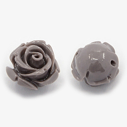 Café Corail synthétique 3 d fleur rose perles, teint, café, 14~15x9mm, Trou: 1.5mm