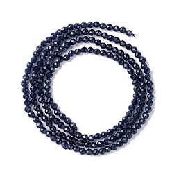Bleu De Prusse Chapelets de perles en verre transparentes  , facette, ronde, null, 2mm, Trou: 0.6mm, Environ 182~201 pcs/chapelet, 14.57~15.24 pouce ((37~38.7 cm)