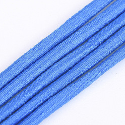 Dodger Blue Round Elastic Cord, with Fibre Outside and Rubber Inside, Dodger Blue, 2mm, about 76.55 yards(70m)/roll
