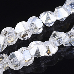 Прозрачный Гальванические стеклянные бусины, гальваническое покрытие, граненые, алмаз, прозрачные, 4 мм, отверстие : 0.5 мм, около 99 шт / нитка, 11.81 дюйм