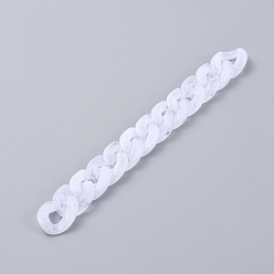 Blanc Chaînes de trottoir en acrylique à la main / chaînes torsadées, pierre d'imitation, blanc, 23.5x17x5mm, environ 39.37 pouces (1 m)/brin