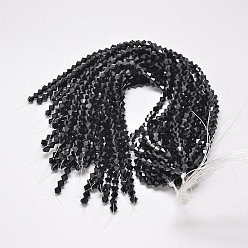 Black Imitate Austrian Crystal Bicone Glass Beads Strands, Grade AA, Faceted, Black, 3x3.5mm, Hole: 0.8mm, about 120~125pcs/strand, 14.8 inch