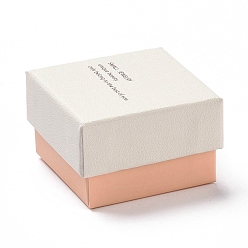 Pink Rectangle Cardboard Ring Boxes, with Black Sponge inside, Pink, 5x5x3.25cm