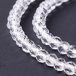 Blanc Chapelets de perles en verre transparentes  , facette, ronde, blanc, 2mm, Trou: 0.6mm, Environ 182~201 pcs/chapelet, 14.57~15.24 pouce ((37~38.7 cm)