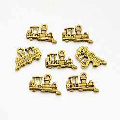 Antique Golden Metal Alloy Pendants, Cadmium Free & Nickel Free & Lead Free, Train, Antique Golden, 17.8x11.5x2mm, Hole: 2mm