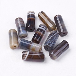 Coconut Brown Natural Striped Agate/Banded Agate Beads, Dyed, Column, Coconut Brown, 20x8mm, Hole: 1.5mm
