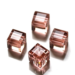 Light Salmon Imitation Austrian Crystal Beads, Grade AAA, Faceted, Cube, Light Salmon, 4x4x4mm(size within the error range of 0.5~1mm), Hole: 0.7~0.9mm