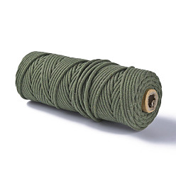 Dark Olive Green Cotton String Threads, Macrame Cord, Decorative String Threads, for DIY Crafts, Gift Wrapping and Jewelry Making, Dark Olive Green, 3mm, about 54.68 yards(50m)/roll