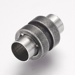 Bronze 304 fermoirs magnétiques en acier inoxydable avec extrémités à coller, colonne, gris anthracite, 16x10mm, Trou: 6mm