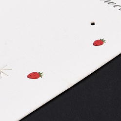 White Rectangle Strawberry Earring Display Cards, White, 8x5.7x0.04cm, Hole: 2mm
