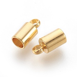 Золотой 304 концы из нержавеющей стали шнур, золотые, 9x4 мм, отверстие : 2 мм, внутренний диаметр: 3 мм
