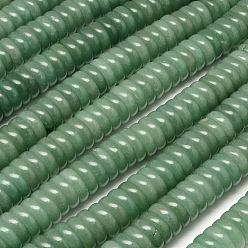 Зеленый Авантюрин Плоские круглые / дисковые натуральные зеленые авантюриновые бусы, Heishi бусы, 12x4 мм, отверстие : 1 мм, около 50 шт / нитка, 7.87 дюйм