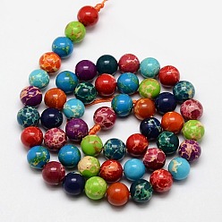 Mixed Color Synthetic Imperial Jasper Beads, Dyed, Round, Mixed Color, 4mm, Hole: 1mm, about 95pcs/strand, 15.7 inch