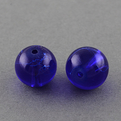 Medium Blue Drawbench Transparent Glass Beads Strands, Spray Painted, Round, Medium Blue, 8mm, Hole: 1.3~1.6mm, 31.4 inch