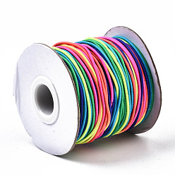 Colorful Round Elastic Cord, with Nylon Outside and Rubber Inside, Colorful, 1mm, about 109.36 yards(100m)/roll