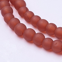 Tomate Perles en verre transparentes , givré, ronde, tomate, 4mm, Trou: 1.1~1.6mm, Environ 200 pcs/chapelet, 31.4 pouce