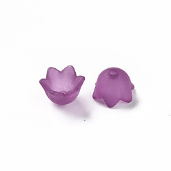 Фиолетовый Прозрачные акриловые шарики, Цветок тюльпана, ландыш, матовые, фиолетовые, 10x6 мм, отверстие : 1.5 мм, Около 2100 шт / 500 г