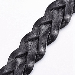 Черный Плетеные браслеты шнур кожаный, Сплав с застежками, чёрные, 8-1/4 дюйм (210 мм), 20x7 мм