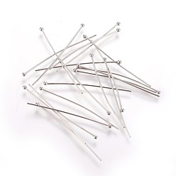Stainless Steel Color 304 Stainless Steel Ball Head pins, 40x0.7mm, 21 Gauge, Head: 2mm