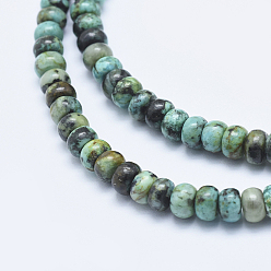 African Turquoise(Jasper) Natural African Turquoise(Jasper) Beads Strands, Rondelle, 6~6.5x3~4mm, Hole: 1mm, about 105pcs/strand, 15.7 inch(40cm)