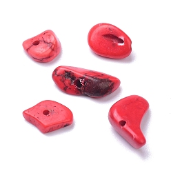 Red Natural Magnesite Beads Strands, Dyed, Chip, Red, 6~10x6~10x3~4mm, Hole: 0.5~0.7mm, 15.55''~16.54''(39.5~42cm)