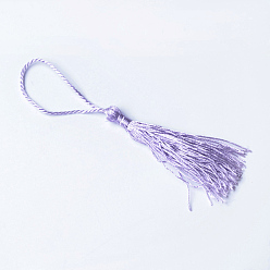 Lilac Polyester Tassel Decorations, Pendant Decorations, Lilac, 130x6mm, Tassel: 70~90mm