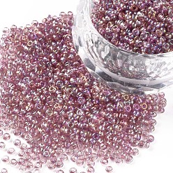 Thistle 12/0 Grade A Round Glass Seed Beads, Transparent Colours Rainbow, Thistle, 12/0, 2x1.5mm, Hole: 0.9mm, about 30000pcs/bag