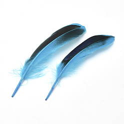 Deep Sky Blue Feather Costume Accessories, Dyed, Deep Sky Blue, 115~160x20~35mm