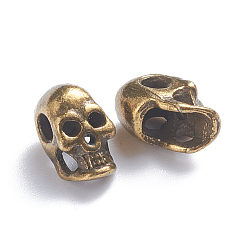 Mixed Color Tibetan Style Alloy Beads, Skull, Mixed Color, 8.5x4.5x5.5mm, Hole: 1.5mm