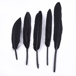 Black Goose Feather Costume Accessories, Dyed, Black, 105~157x16~22mm, about 500pcs/bag