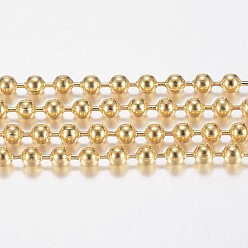 Golden Handmade Ion Plating(IP) 304 Stainless Steel Ball Chains, with Spool, Golden, 2.5mm, about 10m/roll(10.936yards/roll)