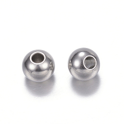Stainless Steel Color 201 Stainless Steel Beads, Round, Stainless Steel Color, 6x5mm, Hole: 2.3mm