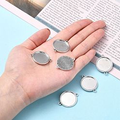 Antique Silver Tibetan Style Alloy Cabochon Connector Settings, Cadmium Free & Lead Free, Plain Edge Bezel Cups, Flat Round, Antique Silver, Tray: 20mm, 29.5x23x2mm, Hole: 2mm, about 454pcs/1000g