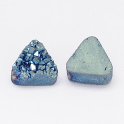 Mixed Color Electroplated Natural Druzy Quartz Crystal Beads, Triangle, Mixed Color, 14x15x8~9mm, Hole: 1.5mm