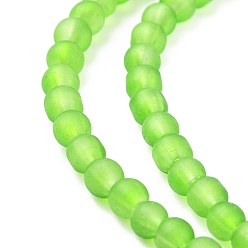 Mixed Color Frosted Glass Bead Strands, Round, Mixed Color, 4mm, Hole: 1.1~1.6mm, about 200pcs/strand, 31.4 inch