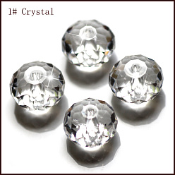 Clear Imitation Austrian Crystal Beads, Grade AAA, Faceted, Rondelle, Clear, 6x4mm, Hole: 0.7~0.9mm