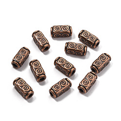 Red Copper Tibetan Style Beads, Zinc Alloy, Lead Free & Cadmium Free, Cuboid, Red Copper Color, 10.5mm long, 5mm wide, 5mm thick, hole: 2.5mm