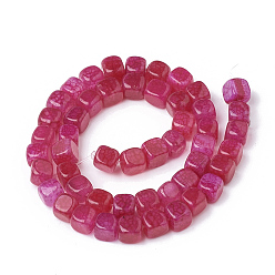 Medium Violet Red Natural Agate Beads Strands, Dyed, Cube, Medium Violet Red, 7.5~8x7~7.5x7~7.5mm, Hole: 1mm, about 50pcs/strand, 14.5 inch