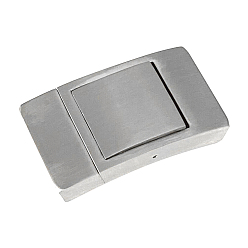 Stainless Steel Color 304 Stainless Steel Bayonet Clasps, Frosted, Rectangle, Stainless Steel Color, 35.5x20x7mm, Hole: 4x18mm