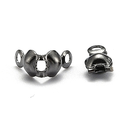 Gunmetal Iron Bead Tips, Cadmium Free & Lead Free, Calotte Ends, Clamshell Knot Cover, Iron End Caps, Open Clamshell, Gunmetal, 7.5x4mm, Hole: 1mm, Inner Diameter: 3mm