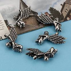 Antique Silver 304 Stainless Steel Angel Pendants, Archangel Pendants, Antique Silver, 45x11x22.5mm, Hole: 4x6mm