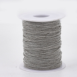 Platinum Brass Rolo Chains, Belcher Chains, Soldered, Long-Lasting Plated, with Spool, Cadmium Free & Nickel Free & Lead Free, Platinum, 1x0.4mm, about 301.83 Feet(92m)/roll