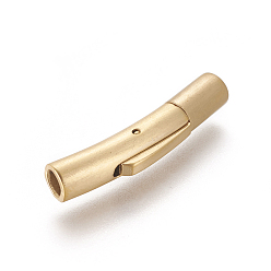 Matte Gold Color 304 Stainless Steel Bayonet Clasps, Column, Matte Gold Color, 27~27.3x5~6x6mm, Hole: 3mm