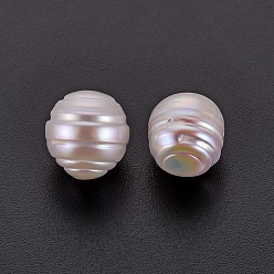 Seashell Color Natural Keshi Pearl Beads, Cultured Freshwater Pearl, No Hole/Undrilled, Rice, Seashell Color, 10~11x9~10mm