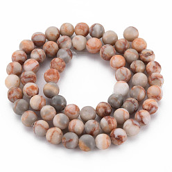 Netstone Natural Red Netstone Bead Strands, Round, 6~6.5mm, Hole: 1mm, about 62~63pcs/strand, 15.24 inch~15.55 inch(38.7~39.5cm)