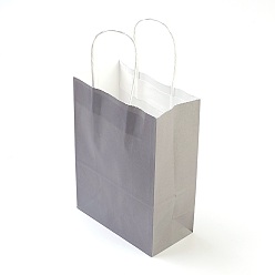 Gray Pure Color Kraft Paper Bags, Gift Bags, Shopping Bags, with Paper Twine Handles, Rectangle, Gray, 15x11x6cm